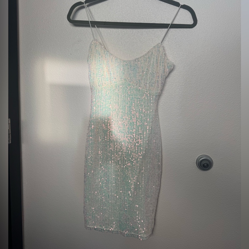Elegant Sequin Cream Dress